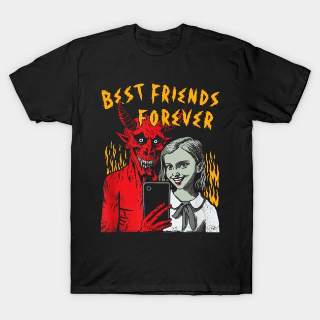 Funny Best Friends Forever Satanic Selfie Girl And Devil T-Shirt by zwestshops